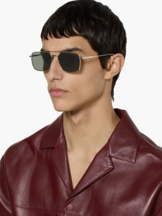Gucci Other - Gucci Men Sunglasses Gold Grey Rectangular GG1957SA 001 NEW AUTHENTIC